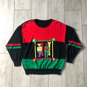 Vintage 80s Baroque Italian Long Sleeve Red Green